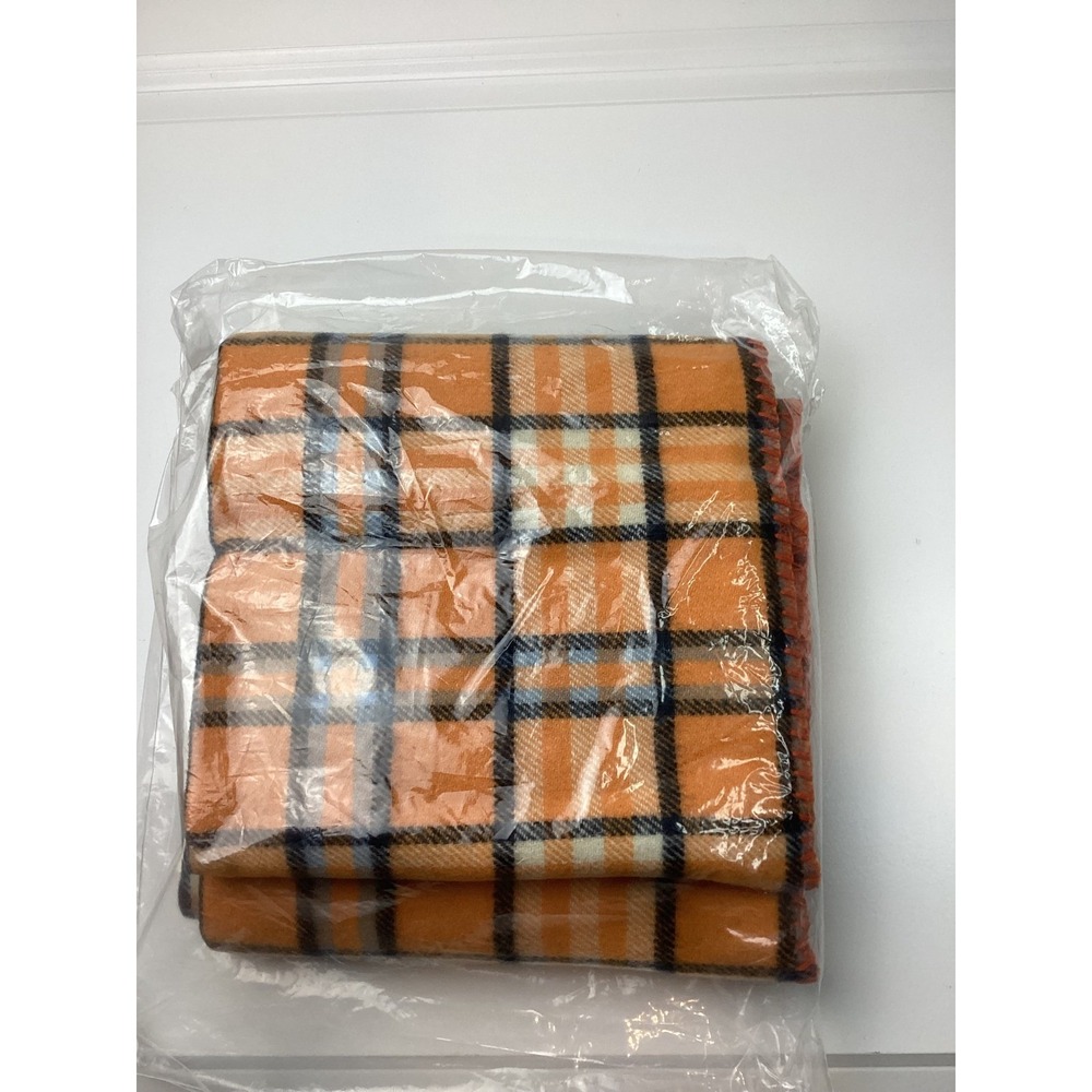 Collegiate Tartan Tennessee Vols Wool Throw Blanket 54x36 Orange Plaid USA Made - Picture 4 of 5